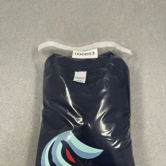 Seattle Kraken Sweatshirt Mens Medium Deep Sea Blue Crewneck Hanes NHL Apparel - Picture 10 of 10